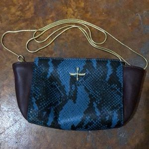 Pour La Victoire mini crossbody bag blue snake